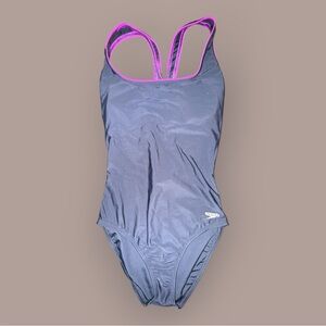 Speedo Women's Navy One-Piece Swimsuit with Pink Trim